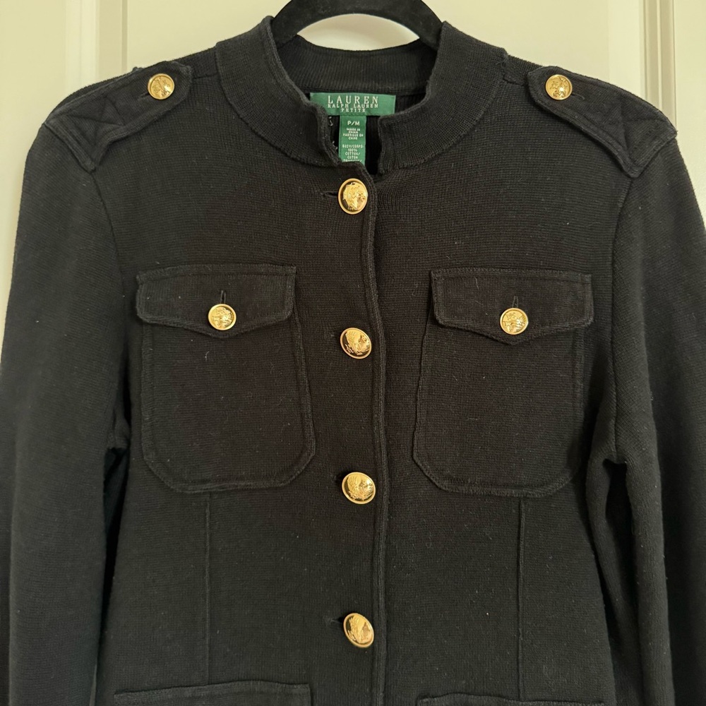 Lauren Ralph Lauren Black Jacket with Gold Accents, P/M - Picture 3 of 13